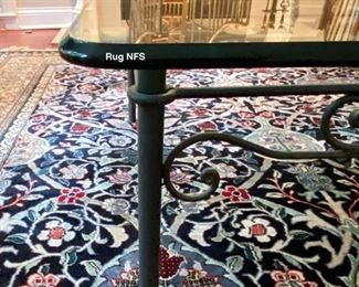 Lot 9032. $550.00. Glass & Iron Coffee Table with a very clean line - will fit any decor.  Measures 42" square, x 17" tall.  We like the fact that a glass coffee table opens up the room, where a wooden solid one might chop it up.  