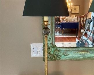 Lot 9029   220.00  Pair of Candlestick Lamps with Black Shades. Made by LampCrafters out of Lexington, NC 	Measures 29" x 10" diam. shades x 6.5" base. 