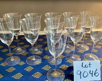 Lot 9045.  $36.00. Set of 9 Pretty Wine or Water Goblets, 8.5" Tall.