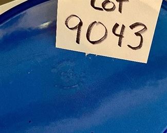 Lot 9043. $275.00.Le Creuset Oval 9.5 qt. Cast Iron Baker with Lid #35, in Blue. 14"w x 11" long x 5.5" tall. Sellls on sale currently  at Williams Sonoma for $395; full retail is $500.00		$275.00