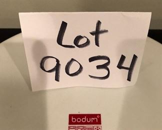 Lot 9034.  $45.00 Bodum white, 13" round serving dish with handles.  Dish is deep.