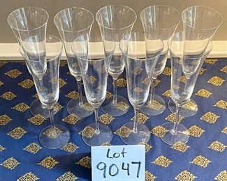Lot 9047. $27.00. Lot of 9 Champagne Flutes, 8" Tall