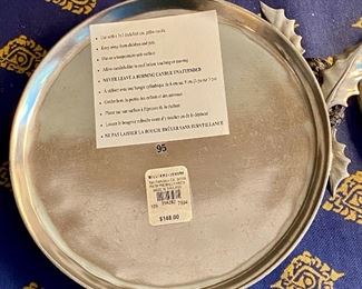 Lot 9049. $125.00  for Pair of Williams-Sonoma Pewter Holly Hurricane Lamps 10" T x 6.25" diameter. The hurricanes would look festive with Christmas pillar candles beneath!  Original price was $148.00 EACH!