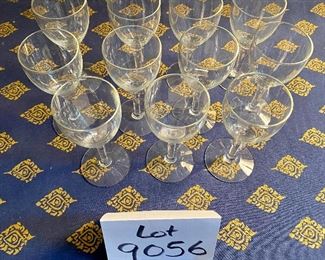 Lot 9056. $33.00. Lot of 11 Stemmed glass cordials,  5"T