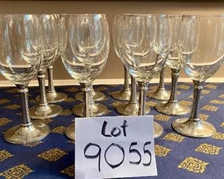 Lot 9055. $48.00 Lot of 12 Pewter Stemmed Water glasses 8"T.   Again, these stems are perfect for a backyard wedding, or a bridal shower - they can even be given away as a little gift.  