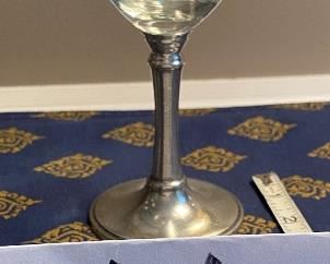 Lot 9055. $48.00 Lot of 12 Pewter Stemmed Water glasses 8"T.   Again, these stems are perfect for a backyard wedding, or a bridal shower - they can even be given away as a little gift.  