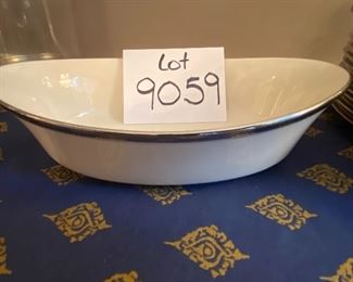 Lot 9059. $285.00. Lenox Service for 12 "Solitaire" Pattern, with 12 of each dinner plates, salad plates, dessert plates, cups, saucers and one oval veggie dish total of 61 pieces - a gorgeous set - Let your family know they are worth it and set a beautiful table for Thanksgiving!!