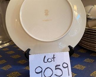 Lot 9059. $285.00. Lenox Service for 12 "Solitaire" Pattern, with 12 of each dinner plates, salad plates, dessert plates, cups, saucers and one oval veggie dish total of 61 pieces - a gorgeous set - Let your family know they are worth it and set a beautiful table for Thanksgiving!!