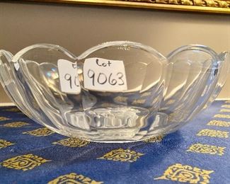 Lot 9063  $28.00. Beautiful Val St. Lambert Crystal Fruit Etched Bowl 9.5" Diam., 3.5" tall