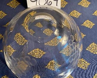 Lot 9064. $15.00  Lead Crystal Etched Bowl 8" square x 4" unbranded