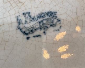 Lot 9080 $20.00. Two  Antique La Fracaise hand-painted with floral and gold accents, 8" d.  Oooh la la - beautiful!