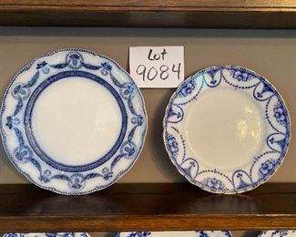 Lot 9084. $24.00 Two blue design decorative antique plates by TGG&C  -- 8.5" and 9.5" diam.  If blue & white vintage or antique plates and porcelain, including flow blue, are part of your decor scheme, you have found your sale!