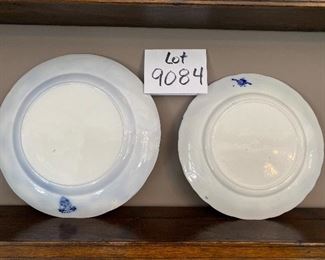 Lot 9084. $24.00 for Two blue design decorative antique plates by TGG&C  -- 8.5" and 9.5" diam.  If blue & white vintage or antique plates and porcelain, including flow blue, are part of your decor scheme, you have found your sale!