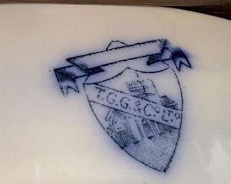 Lot 9084.$24.00 for Two blue design decorative antique plates by TGG&C  -- 8.5" and 9.5" diam.  If blue & white vintage or antique plates and porcelain, including flow blue, are part of your decor scheme, you have found your sale!