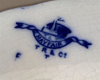 Lot 9084. $24.00 for Two blue design decorative antique plates by TGG&C  -- 8.5" and 9.5" diam.  If blue & white vintage or antique plates and porcelain, including flow blue, are part of your decor scheme, you have found your sale!