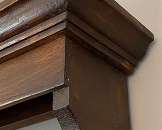 Lot 9085. $150.00. Antique Wooden Wall Display Shelf - 3 shelves open with plate grooves on the rear of the shelves.  58"w x 48"T.  Plates are shown on another lot.