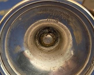 Lot 9083. $48.00.  Ambassador Rogers Brothers Silverplate S&P Shakers 6.25" tall, and 3 Julep Silverplate cups, 4" 