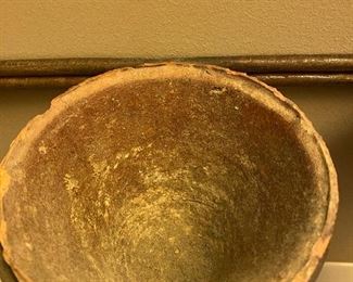 Lot 9093. $85.00. Wrought Iron Plant Pot holder, with 5 antique hand-made clay pots -- super unique, purchased with the mirror at an antique store.  36" w x 9" tall.  Pots are 5.5" Again, one of my favorite interesting and different items from this sale.  