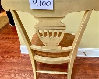 Lot 9100. $110.00. Richard Honquest Furnishings - French White Finished Wood table chair, with rush seat - seat 22"w x 21" deep, back stands 37.5" tall - Perfect for a desk chair in the kitchen or with an antique or shabby desk or table.  