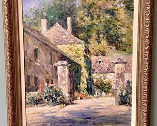 Lot 9102. $395.00. Framed giclée again by Leonard Wren #34/195, complete with COA.  This giclée on canvas was published in 2000 and entitled "Walkway in Sassongy".  Printed at the Elipse Workshop in Canoga Park, California and the plate has been destroyed.  Simply Gorgeous!