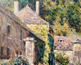 Lot 9102. $395.00. Framed giclée again by Leonard Wren #34/195, complete with COA.  This giclée on canvas was published in 2000 and entitled "Walkway in Sassongy".  Printed at the Elipse Workshop in Canoga Park, California and the plate has been destroyed.  Simply Gorgeous!