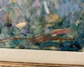 Lot 9102. $395.00. Framed giclée again by Leonard Wren #34/195, complete with COA.  This giclée on canvas was published in 2000 and entitled "Walkway in Sassongy".  Printed at the Elipse Workshop in Canoga Park, California and the plate has been destroyed.  Simply Gorgeous!