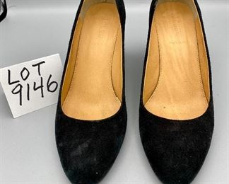 Lot 9146. $42.00. J. Crew Suede Wedge Heels, Black, Size 9, Made in Italy. Good or Better Condition, Were $150 new.