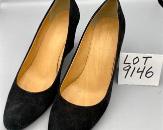 Lot 9146. $42.00. J. Crew Suede Wedge Heels, Black, Size 9, Made in Italy. Good or Better Condition, Were $150 new.