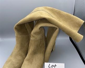 Lot 9147. $75.00. Bruno Frisoni Tall Boots with Heel, Made in Italy, marked "Vero Cuoio" which means "True Leather" in size 9. Inside the boot on the sole is marked Bruno Frisoni - who by the way was the most well known designer of hand-made Italian Shoes in the 1950's,   His name is carried on by various private label shoemakers.  He carried on the Roger Vivier collection after the latter died.   