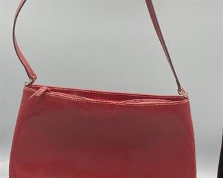 Lot 9150.  $48.00  Vintage Kate Spade Red Leather Zip Top Purse, 12x8x3-1/4" deep, made in Italy - Great classic style and the color is a beautiful hue of red, one handle,  Grab this quick; it won't last and unfortunately, Kate won't be designing anything anymore.  :-(