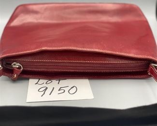 Lot 9150.  $48.00  Vintage Kate Spade Red Leather Zip Top Purse, 12x8x3-1/4" deep, made in Italy - Great classic style and the color is a beautiful hue of red, one handle,  Grab this quick; it won't last and unfortunately, Kate won't be designing anything anymore.  :-(