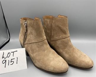 Lot 9151. $45.00  Coach "Pricilla" Ankle Boots with about a 2" heel, buttery leather in taupe, very good used condition, sz 8.5B - Style Q1601.   These could be your favorite boots paired with long skirts, dresses or jeans!  Love the color!