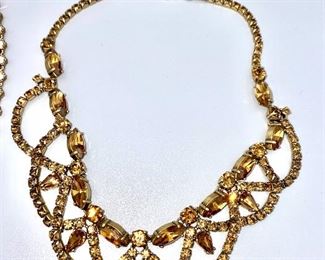 Lot 9144. $78.00. Two knock-out necklaces by J. Crew - one double strand gold toned crystal beaded, and the other is amber or topaz colored clusters that look sensational on!  Awesome gift ideas, too and in perfect condition, both signed by J. Crew.
