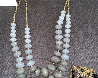 Lot 9142. $60.00. Lot of 4 Costume Jewelry Necklaces, multi -strand except for the large Betty Rubble pearl necklace; all of them make a statement.  See pics for closeups and a better description.  All are unbranded and vintage.