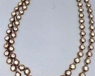 Lot 9144. $78.00. Two knock-out necklaces by J. Crew - one double strand gold toned crystal beaded, and the other is amber or topaz colored clusters that look sensational on!  Awesome gift ideas, too and in perfect condition, both signed by J. Crew.