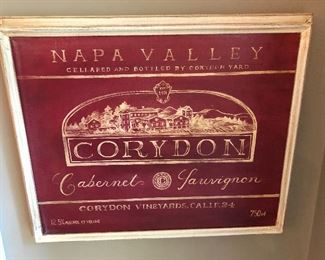Lot 9088. $40.00  'Vintage Port'   wine label, wall art and 'Napa Valley Corydon' wine label wall art.	8.5" x 20.5"