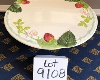 Lot 9108.  $45.00. Williams Sonoma ceramic strawberry design pedestal cakeplate.