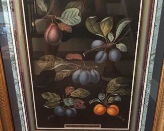Lot 9110. Pair of fruit prints by designer, John Richard.  Beautifully framed.	26" W x 31" T