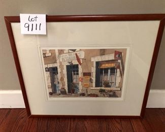 Lot 9111.  "Epicerie TABAC Restaurant"  signed and numbered (#77/475) by Nancy B. Roberts, dated 1992.