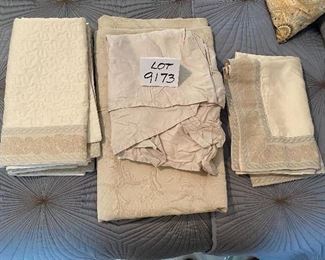 Lot 9173.  $225.00. Palais Royal, Yves Delorme - Paris.  Queen size Matelassé cover, 2 pair euro shams, and a bedskirt.