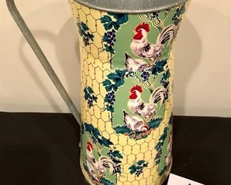 Lot 9123.  $35.00 The MacBeth Collection, metal rooster pitcher. So Cute!	16" T x 8" W 