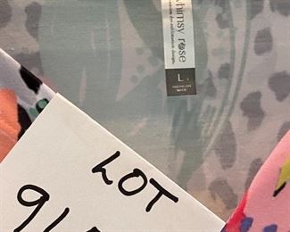 Lot 9155.  $48.00 Whimsy Rose colorful print, V-neck dress.  Size Lg. Made in USA. So Cute!