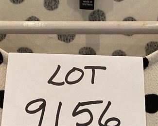 Lot 9156.  $28.00 Talbots blouse, white with black polka dot, cute front tie.  Size Large