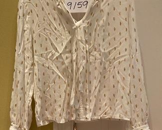 Lot 9159.  $28.00  Monari.  Stylish, white blouse with gold accents.  Size Medium. Sorry  about the wrinkles!