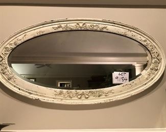 Lot 9184.  $65.00. Great, oval shabby chic white mirror.  Can be hung vertically or horizontally.