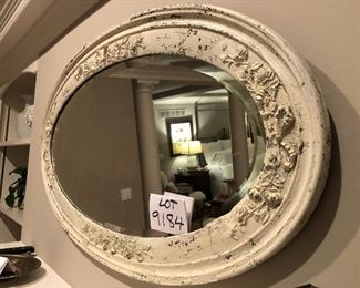 Lot 9184.  $65.00. Great, oval shabby chic white mirror.  Can be hung vertically or horizontally.