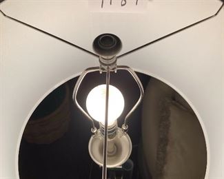 Lot 9189.  $150.00  Pier 1 floor lamp, burnished metal	64" H x 15" Diam x 11" base