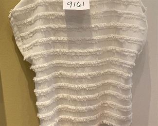 Lot 9161.  $22.00.  Maeve from Anthropologie, cute, cap sleeve top with white on white, fringed detailing.