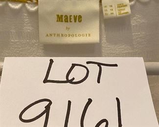 Lot 9161.  $22.00.  Maeve from Anthropologie, cute, cap sleeve top with white on white, fringed detailing.