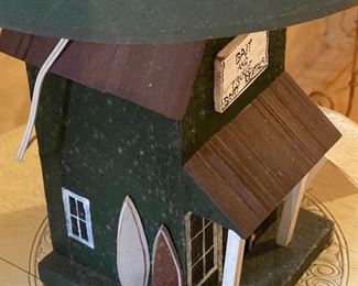 Lot 9204.  $75.00 Cute  Bait and Tackle Shop motif lamp.  So fun for your Up-North Cabin or your city family room with lake appeal.  Or to remind you of your wish list dream for retirement, lol!	28" T on an 8"x8" base